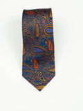 (product) Cravată paisley mix portocaliu-albastru, mătase naturală, Crv009