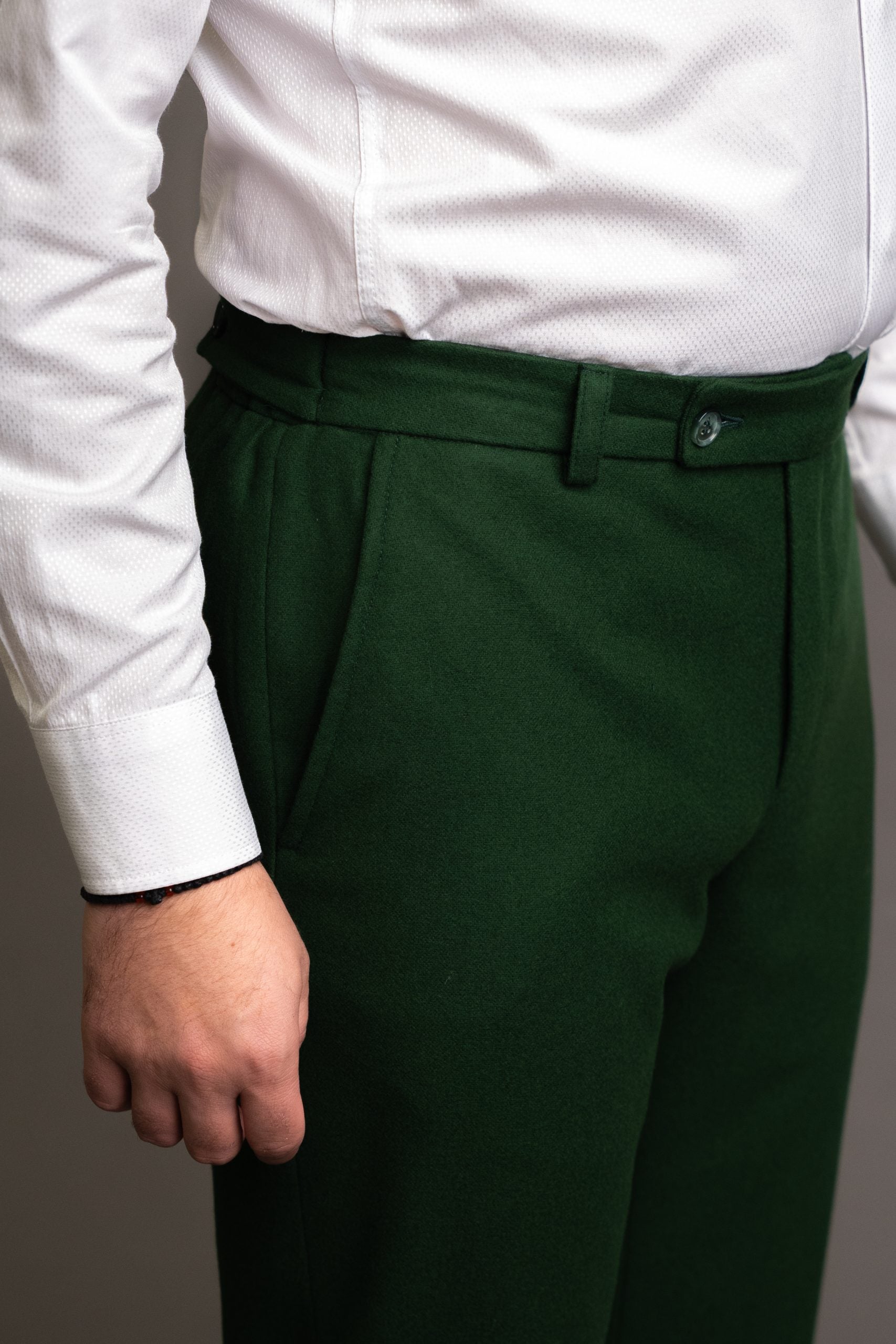 Pantaloni barbati verde flannel