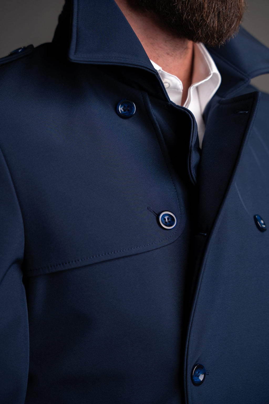 2 in 1 Geaca tip Trench bleumarin impermeabil barbati toamna iarna