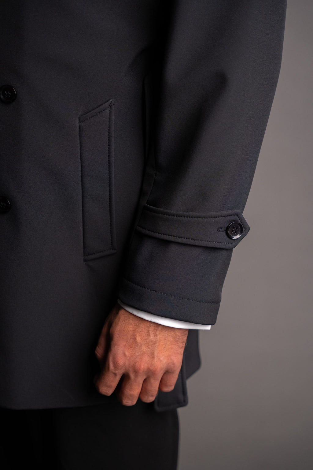 2 in 1 Geaca tip Trench negru impermeabil barbati toamna iarna