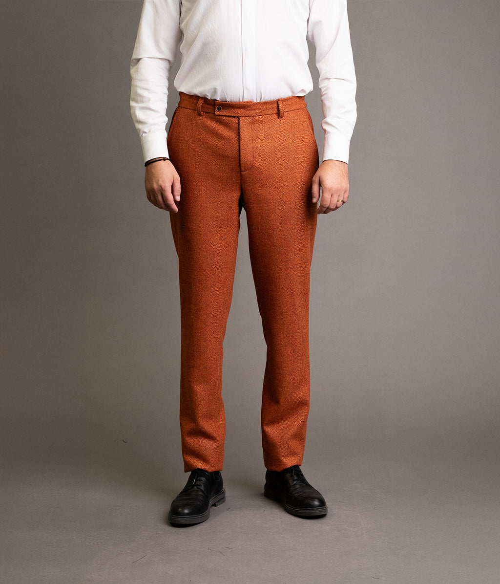 Pantaloni herringbone portocaliu