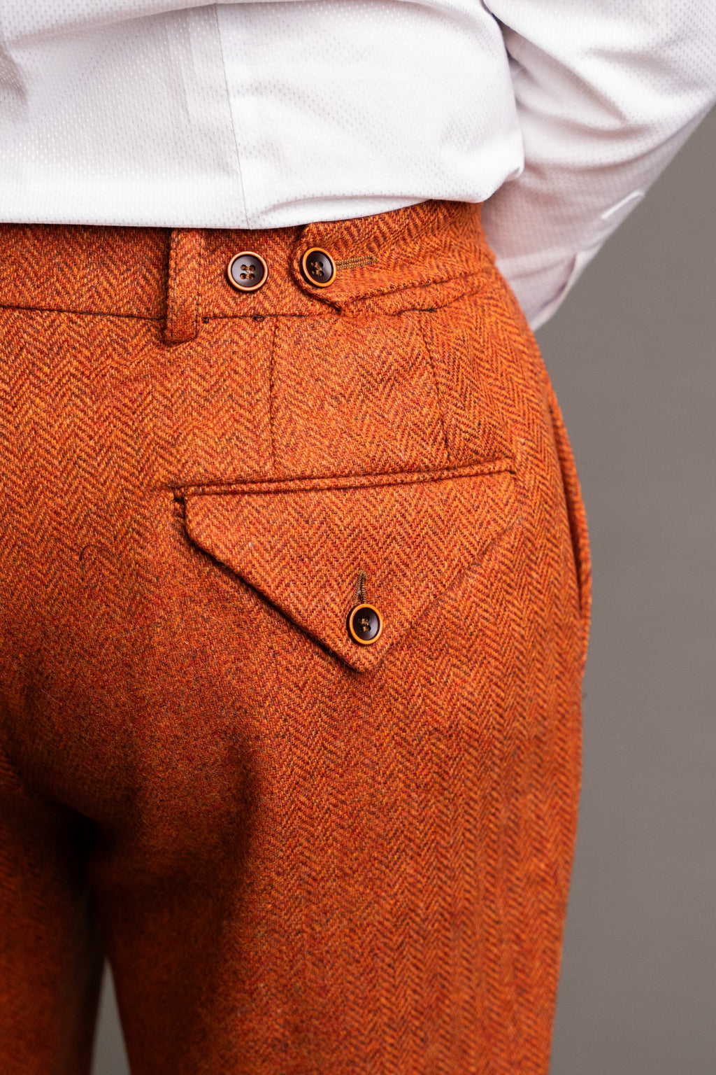 Orange herringbone trousers 100% wool