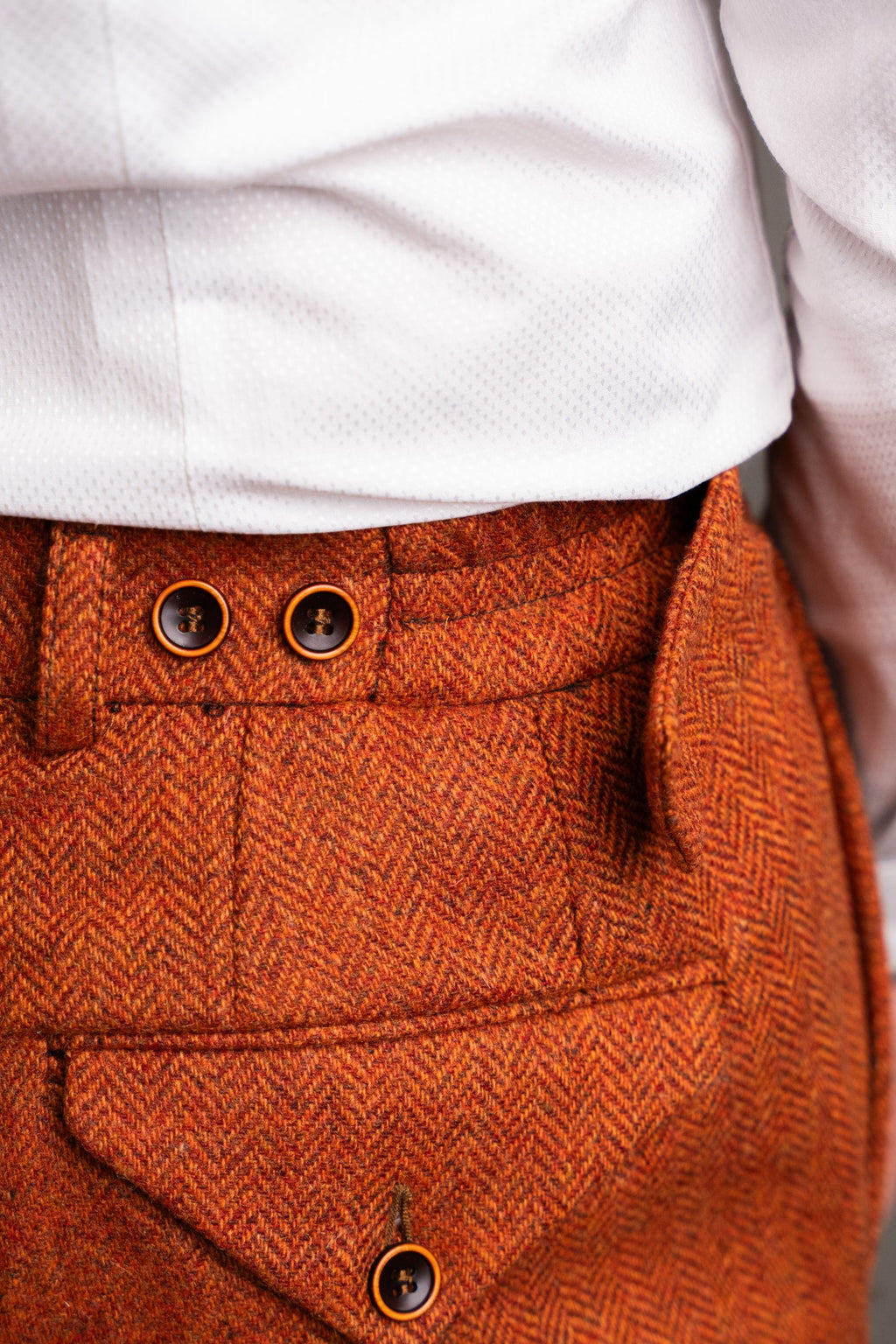 Orange herringbone trousers 100% wool
