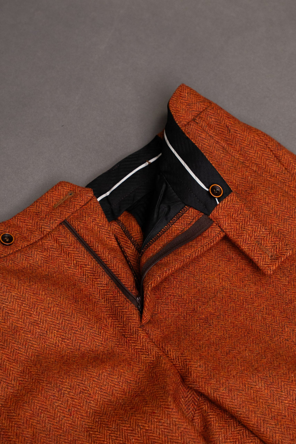 Orange herringbone trousers 100% wool
