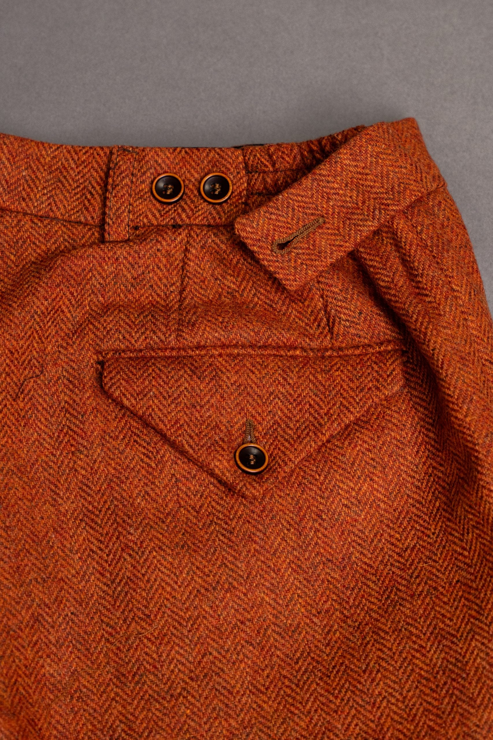 Pantaloni herringbone portocaliu lână 100%