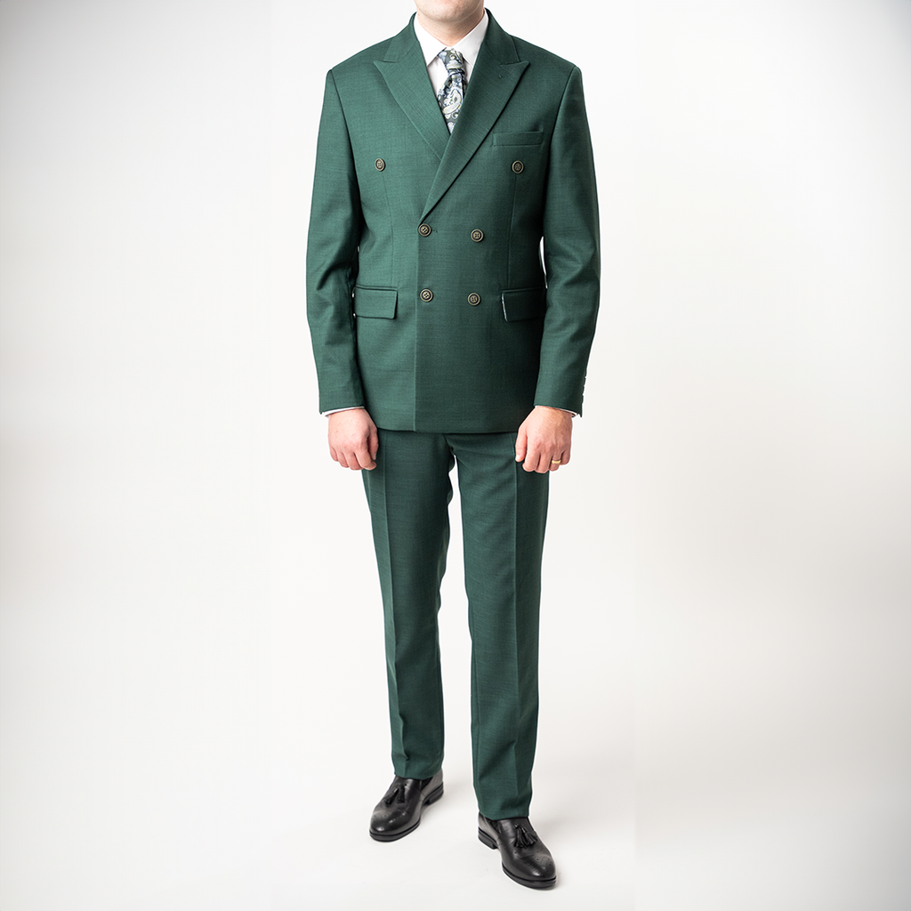 costum barbati verde doua randuri