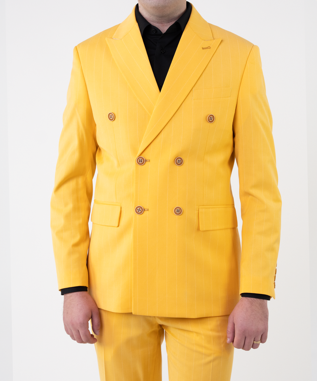 (product) Costum Barbati Galben Topaz Dungi la Doua Randuri de nasturi Tailored Fit Cfg325