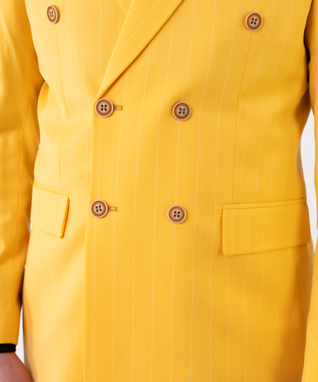 (product) Costum Barbati Galben Topaz Dungi la Doua Randuri de nasturi Tailored Fit Cfg325