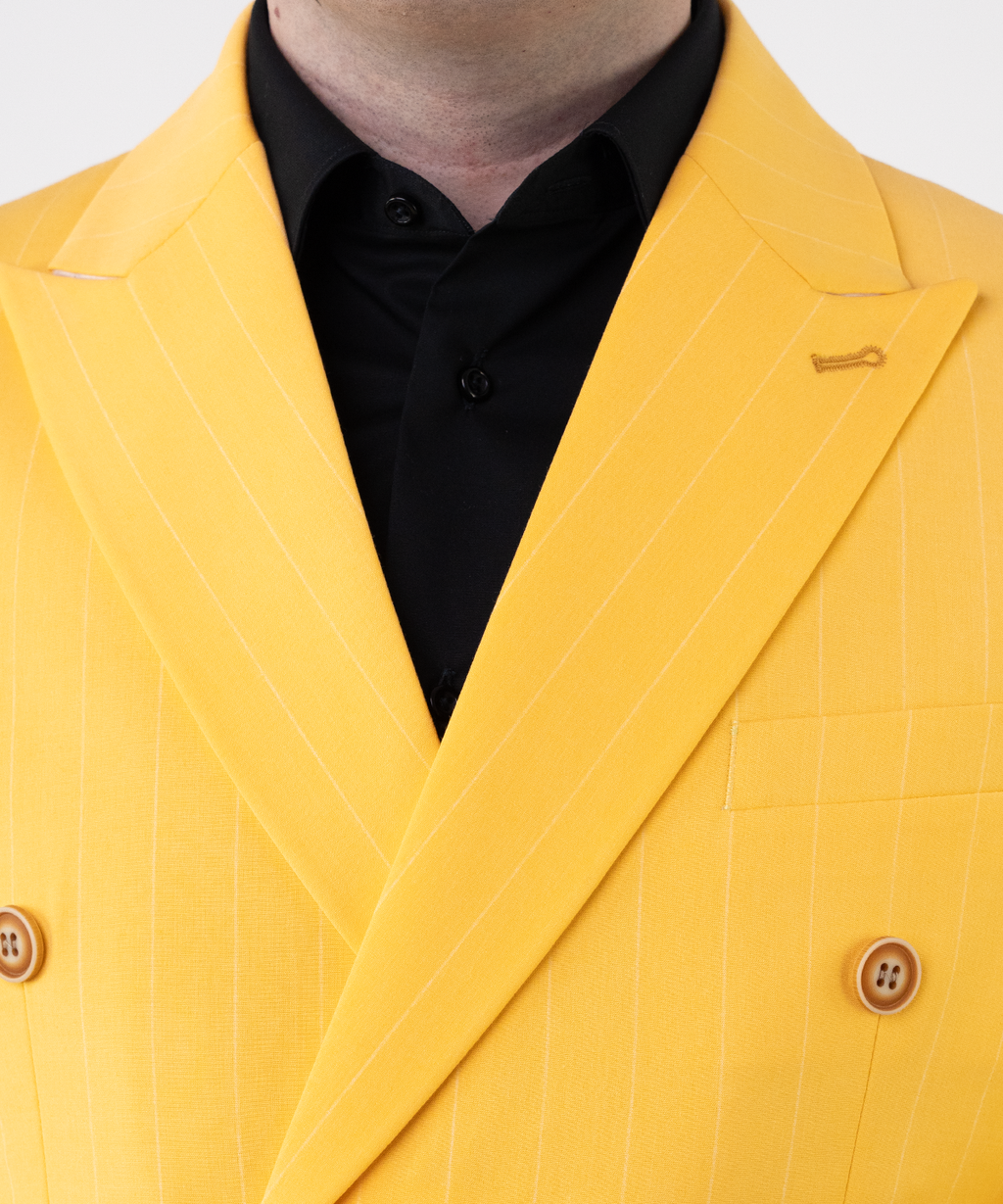 (product) Costum Barbati Galben Topaz Dungi la Doua Randuri de nasturi Tailored Fit Cfg325