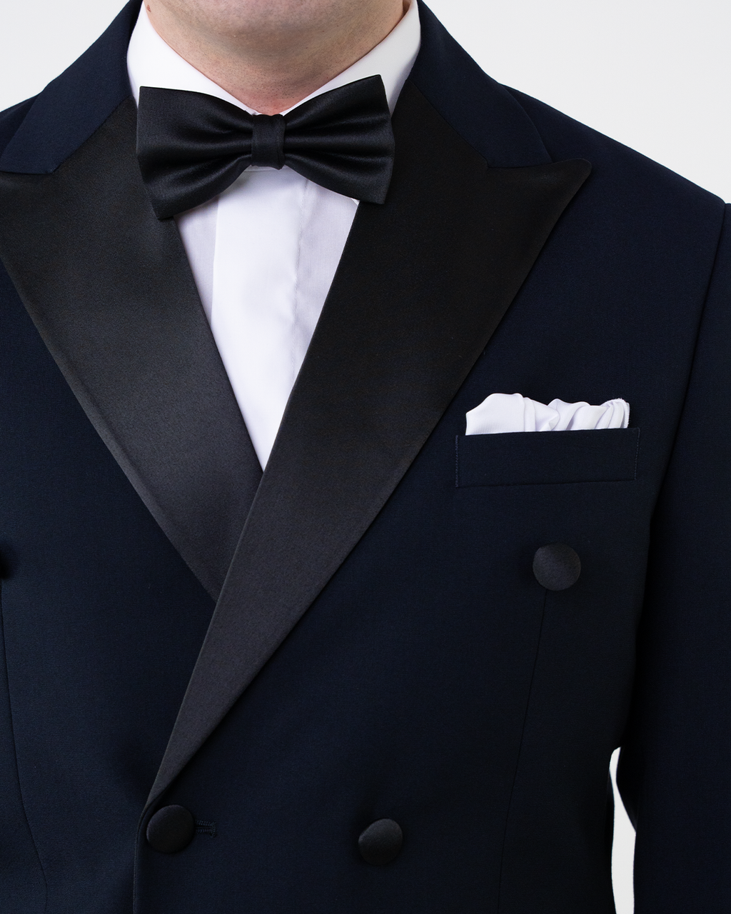 (product) Costum Barbati Ceremonie Negru la Doua Randuri de Nasturi Tailored Fit Cfg345