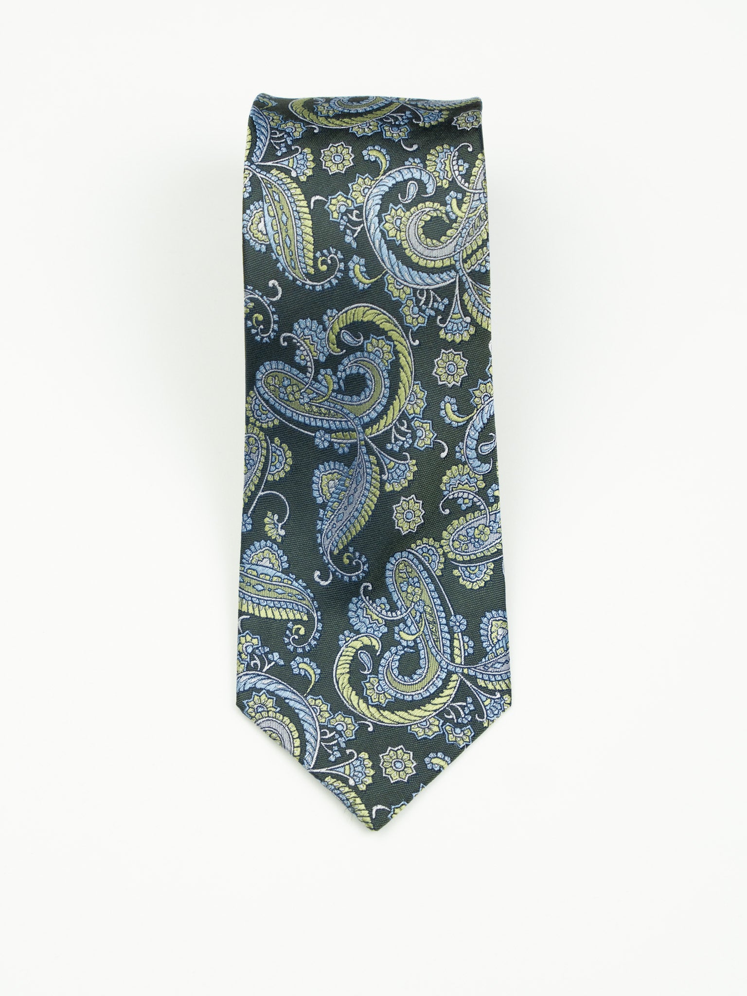 (product) Cravată paisley mix verde, mătase naturală, Crv014