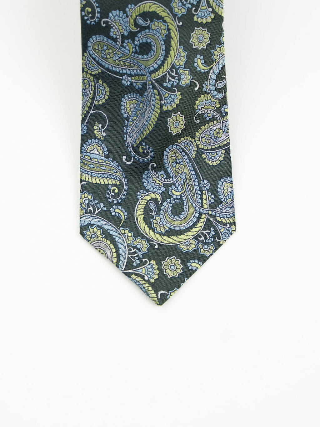 (product) Cravată paisley mix verde, mătase naturală, Crv014