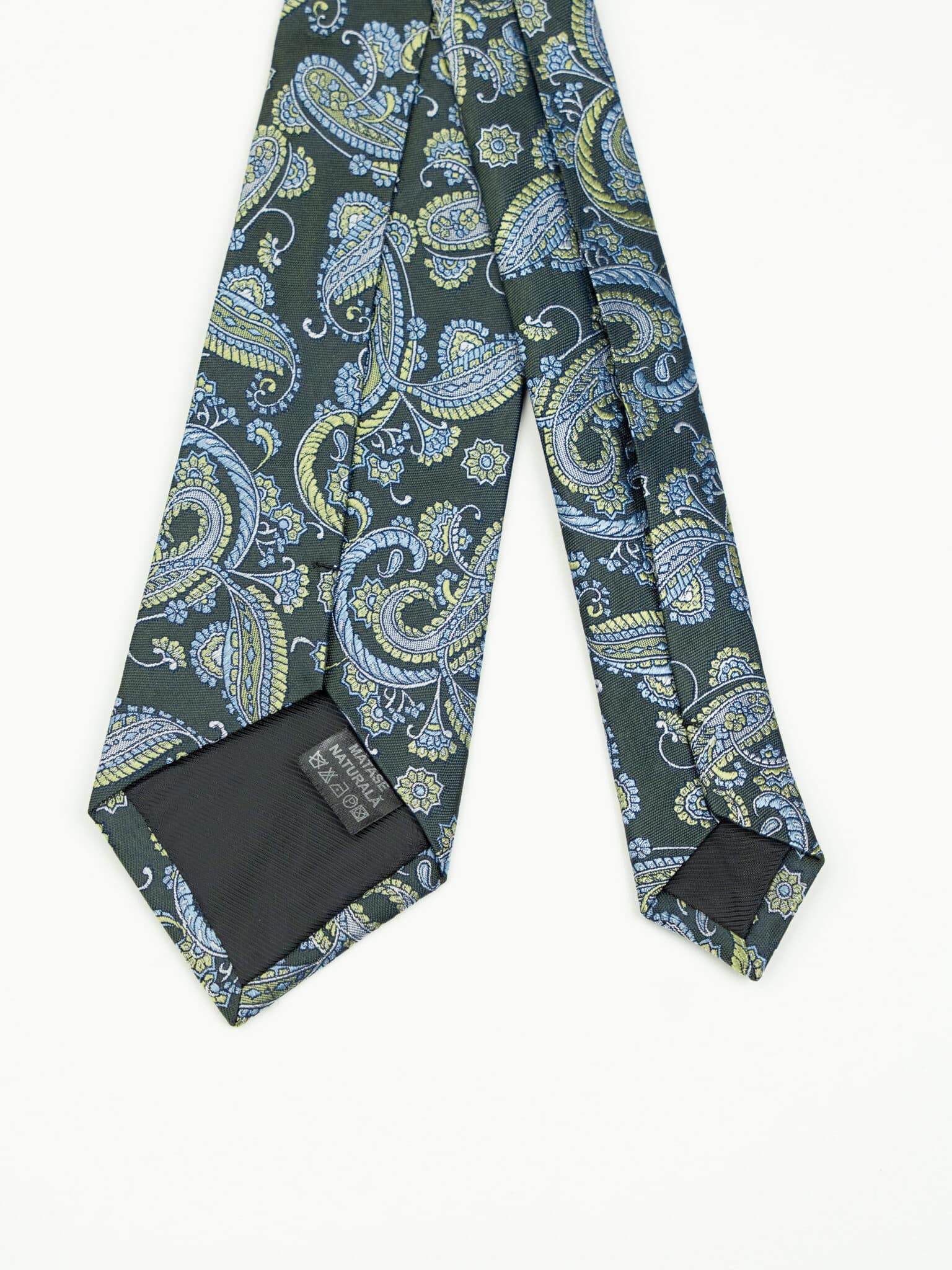 (product) Cravată paisley mix verde, mătase naturală, Crv014