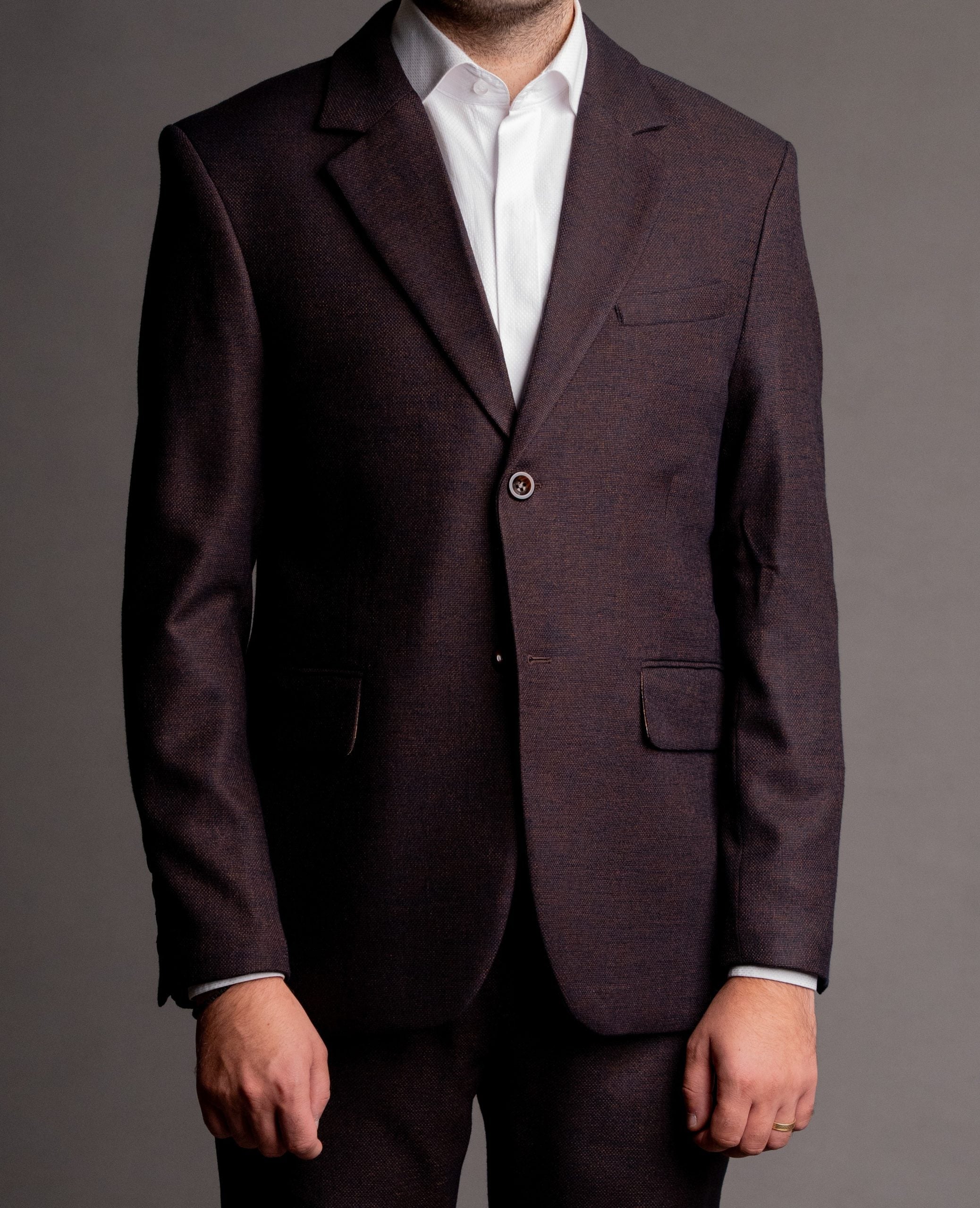 sacou barbati maro ciocolatiu