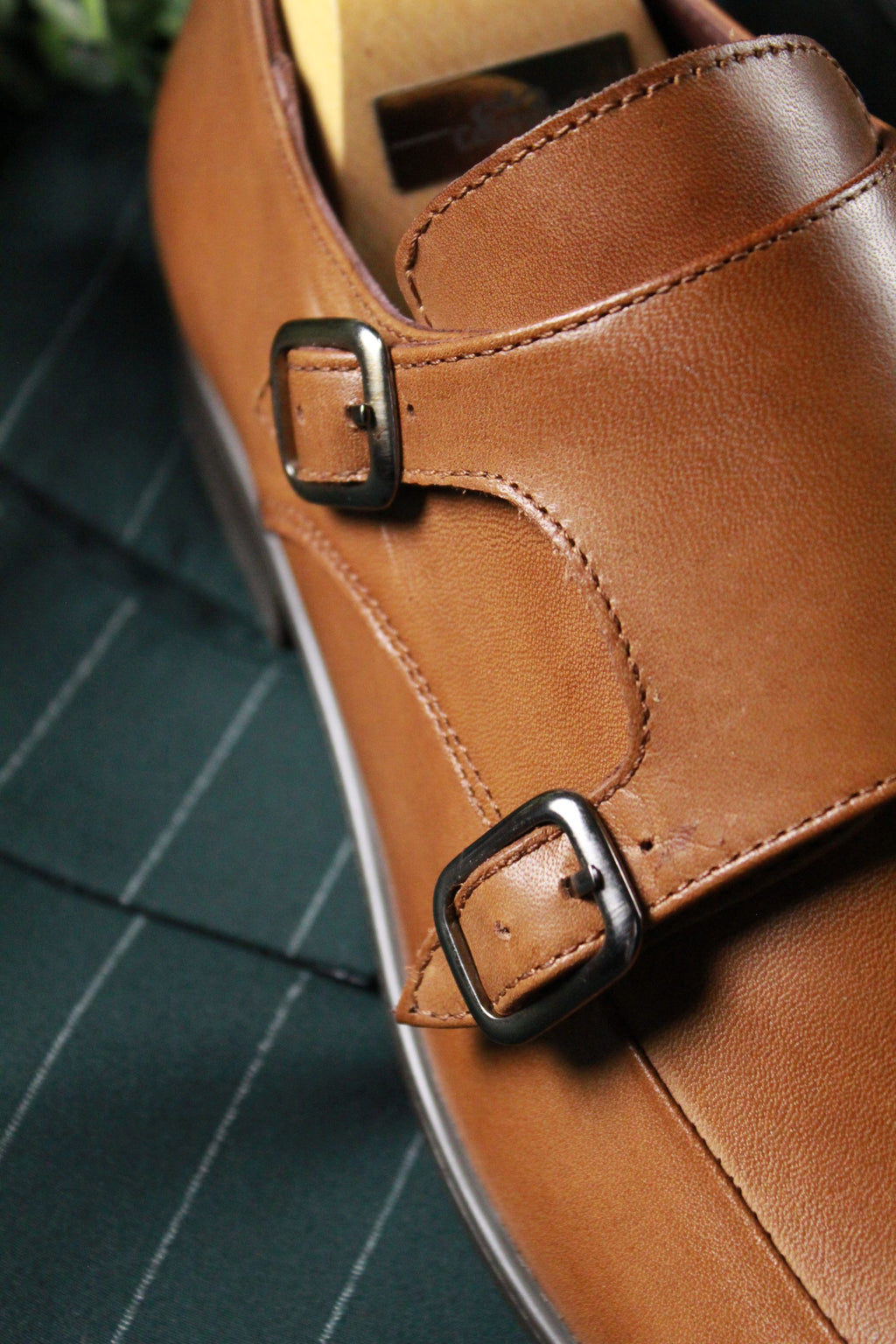 (product) Pantofi Bărbați cu catarame, din piele naturală, Cognac Box, Cfgp576cb