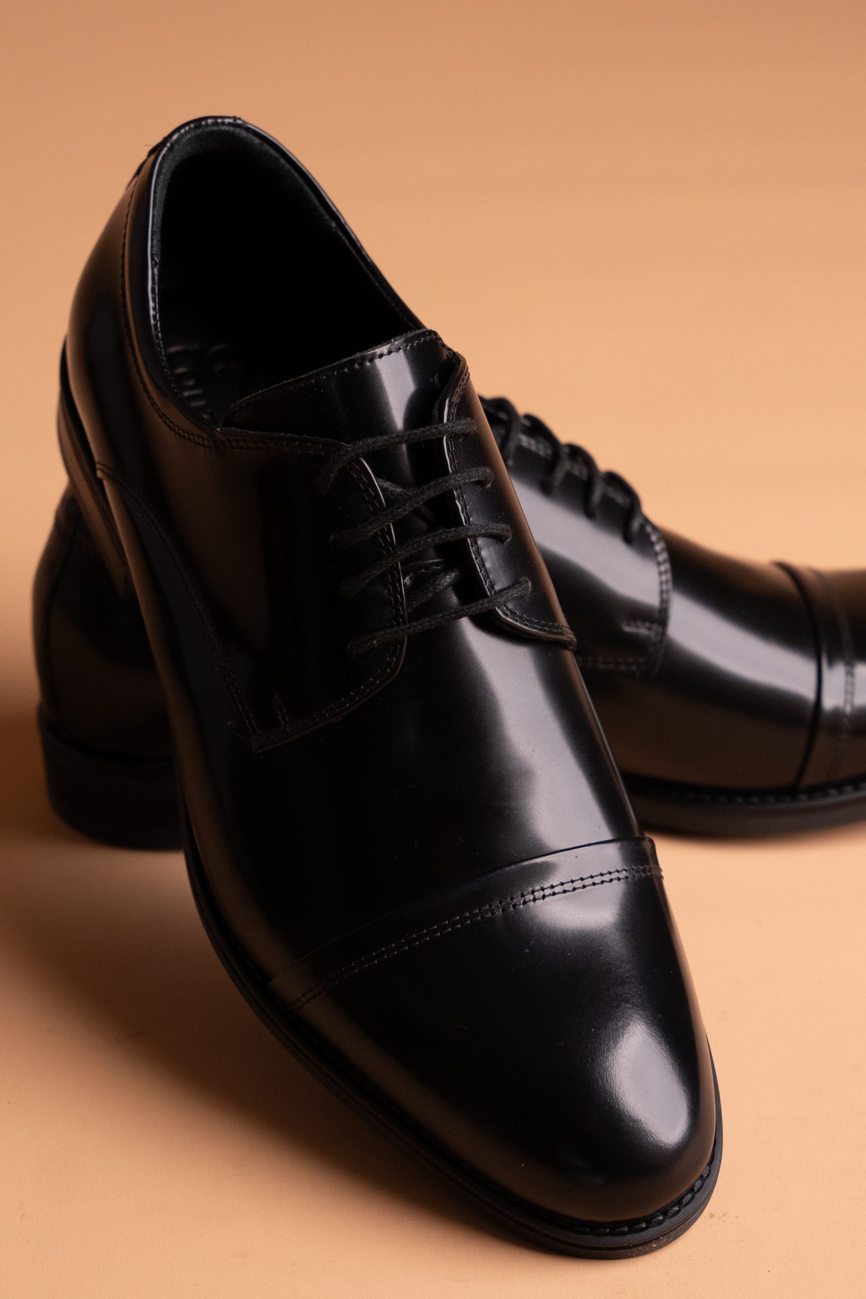 (product) Pantofi Bărbați din piele naturală, Negru Semi-Lucios, Cfgp665nf