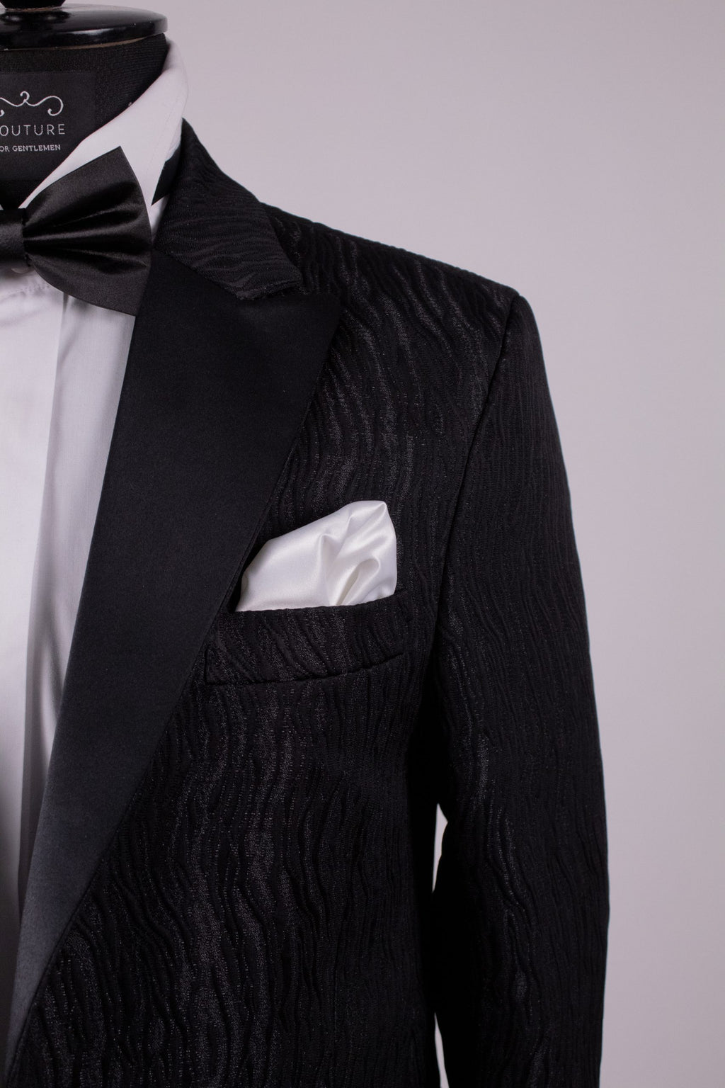 Costum nunta brocard elegant negru Cfg046