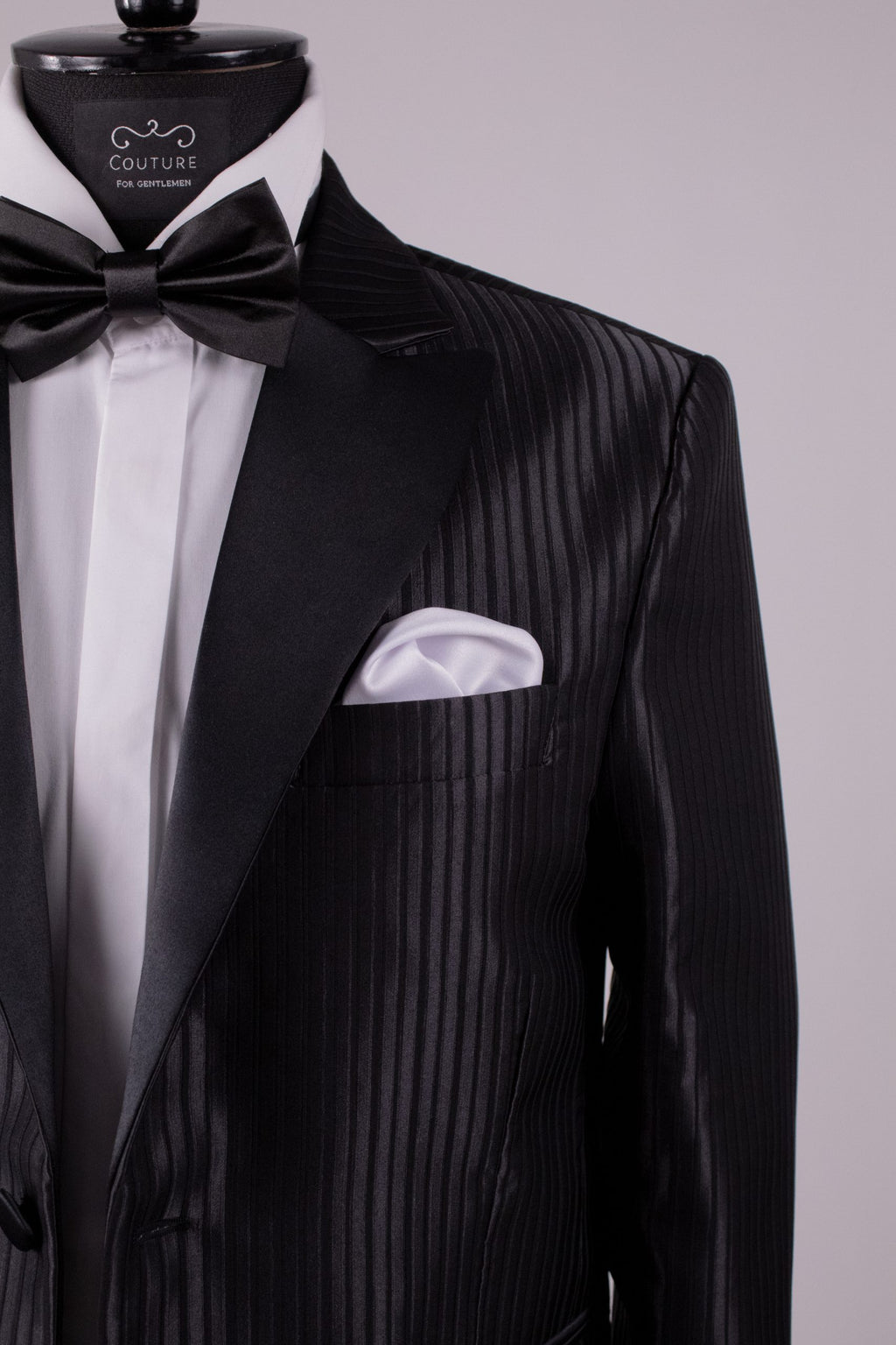 Costum nunta dungi elegante negru Cfg048