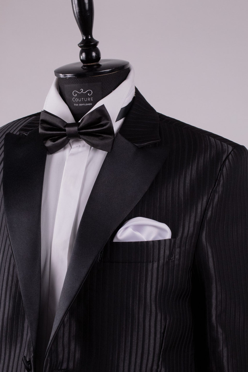 Costum nunta dungi elegante negru Cfg048