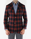 (product) Sacou Barbati Burgundy Carouri Flanel Check Tesatura Vitale Barberis CFGS001