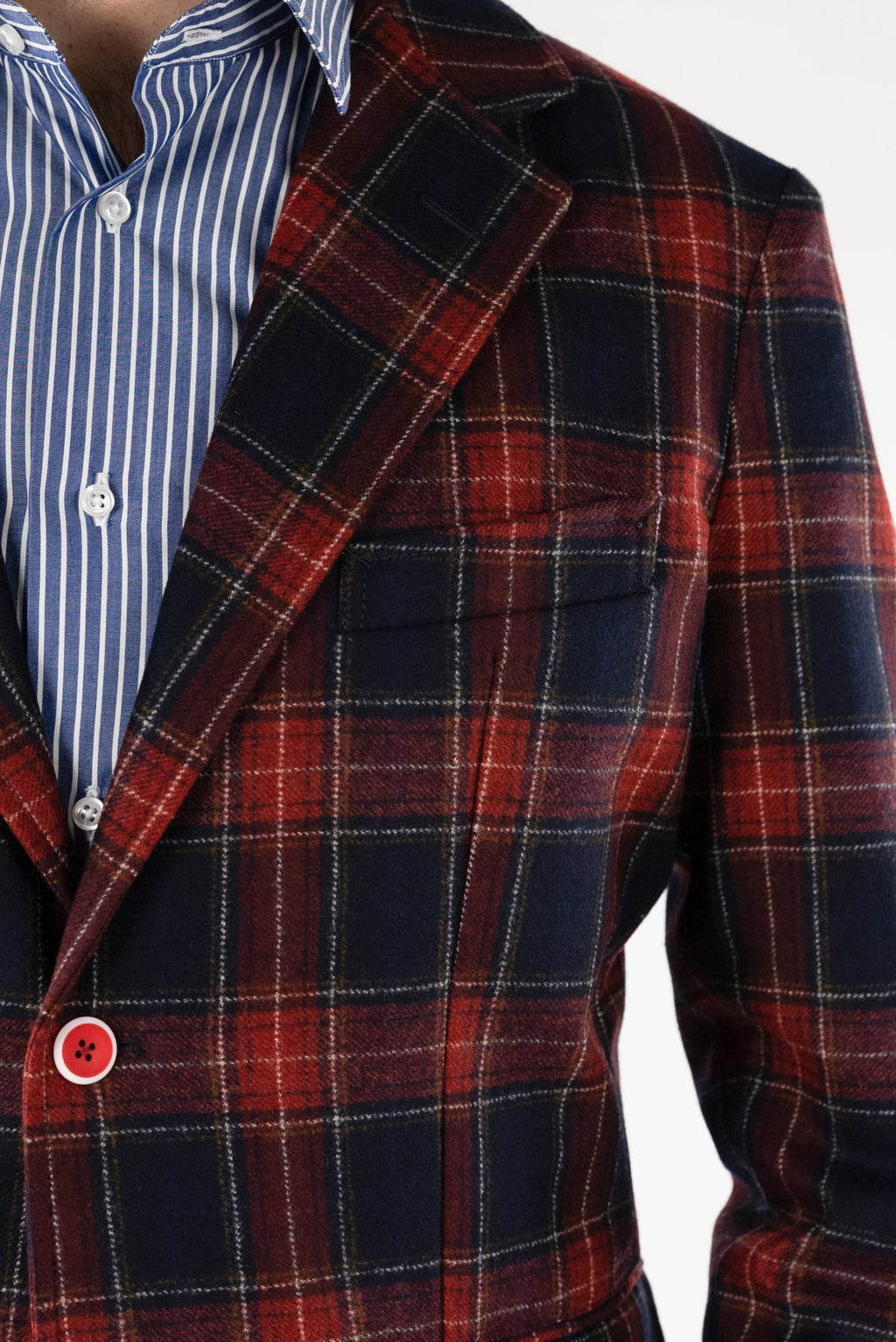 (product) Sacou Barbati Burgundy Carouri Flanel Check Tesatura Vitale Barberis CFGS001