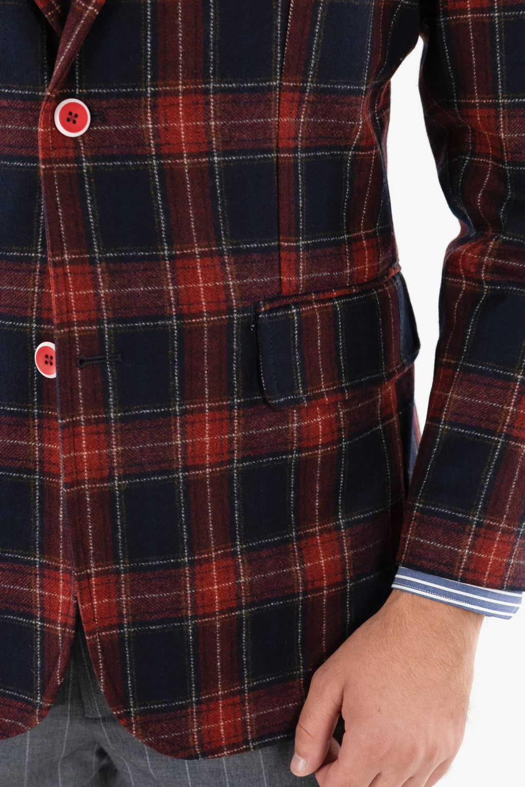 (product) Sacou Barbati Burgundy Carouri Flanel Check Tesatura Vitale Barberis CFGS001