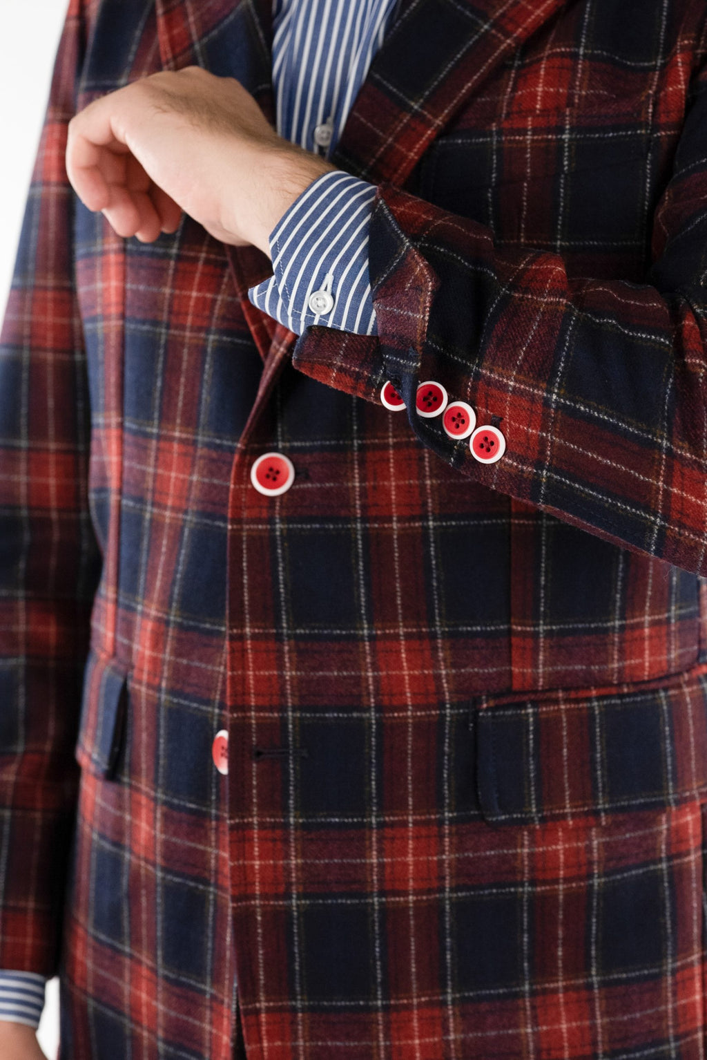 (product) Sacou Barbati Burgundy Carouri Flanel Check Tesatura Vitale Barberis CFGS001