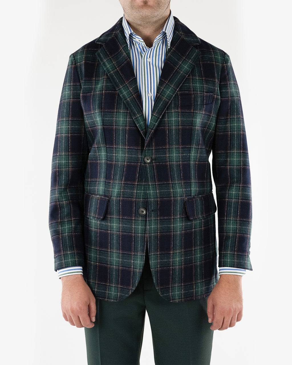 (product) Sacou Barbati Carouri Flanel Check Tesatura Verde Vitale Barberis CFGS002
