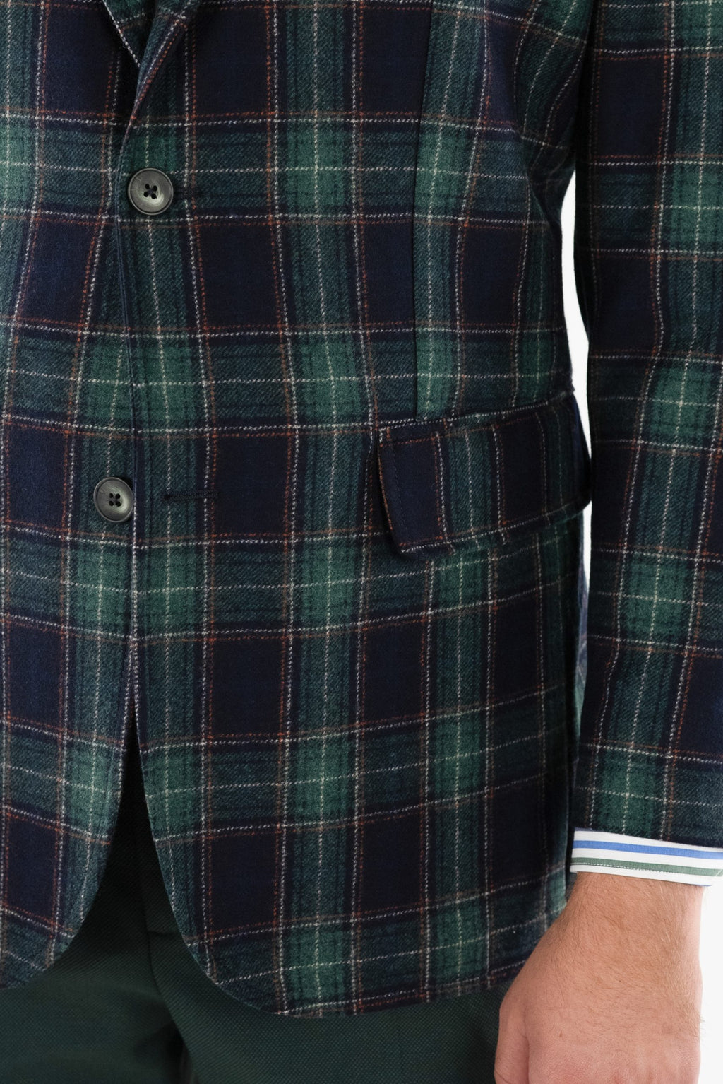 (product) Sacou Barbati Carouri Flanel Check Tesatura Verde Vitale Barberis CFGS002