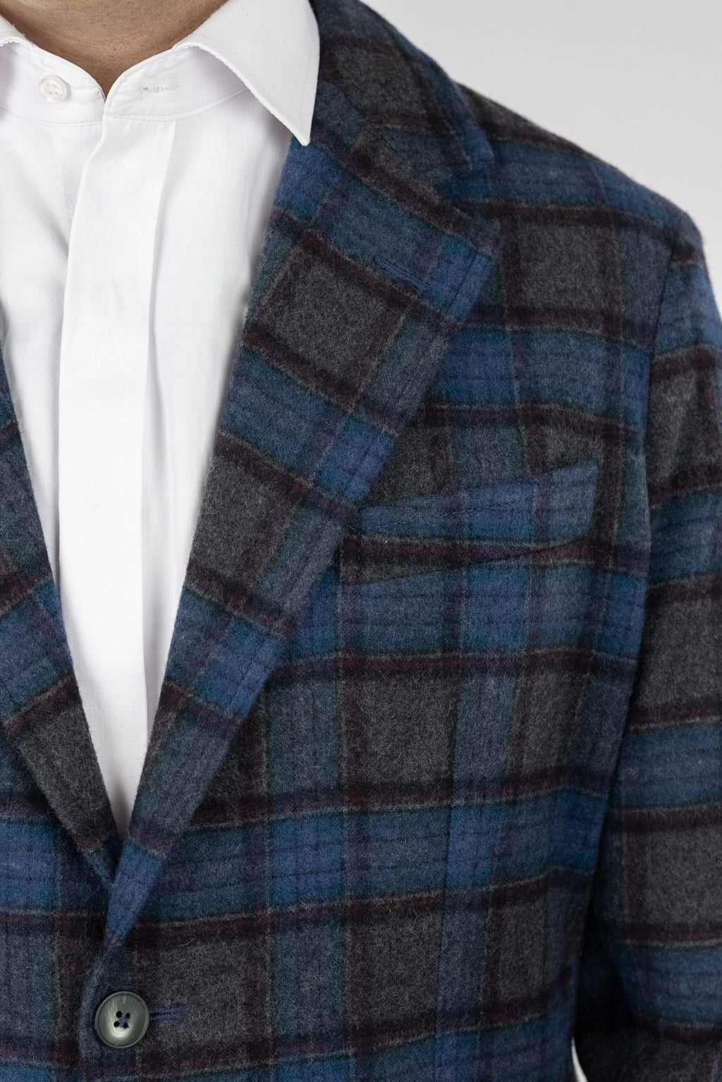 (product) Sacou Barbati Gri Inchis Carouri Dandy Check Tesatura by Manelli CFGS006