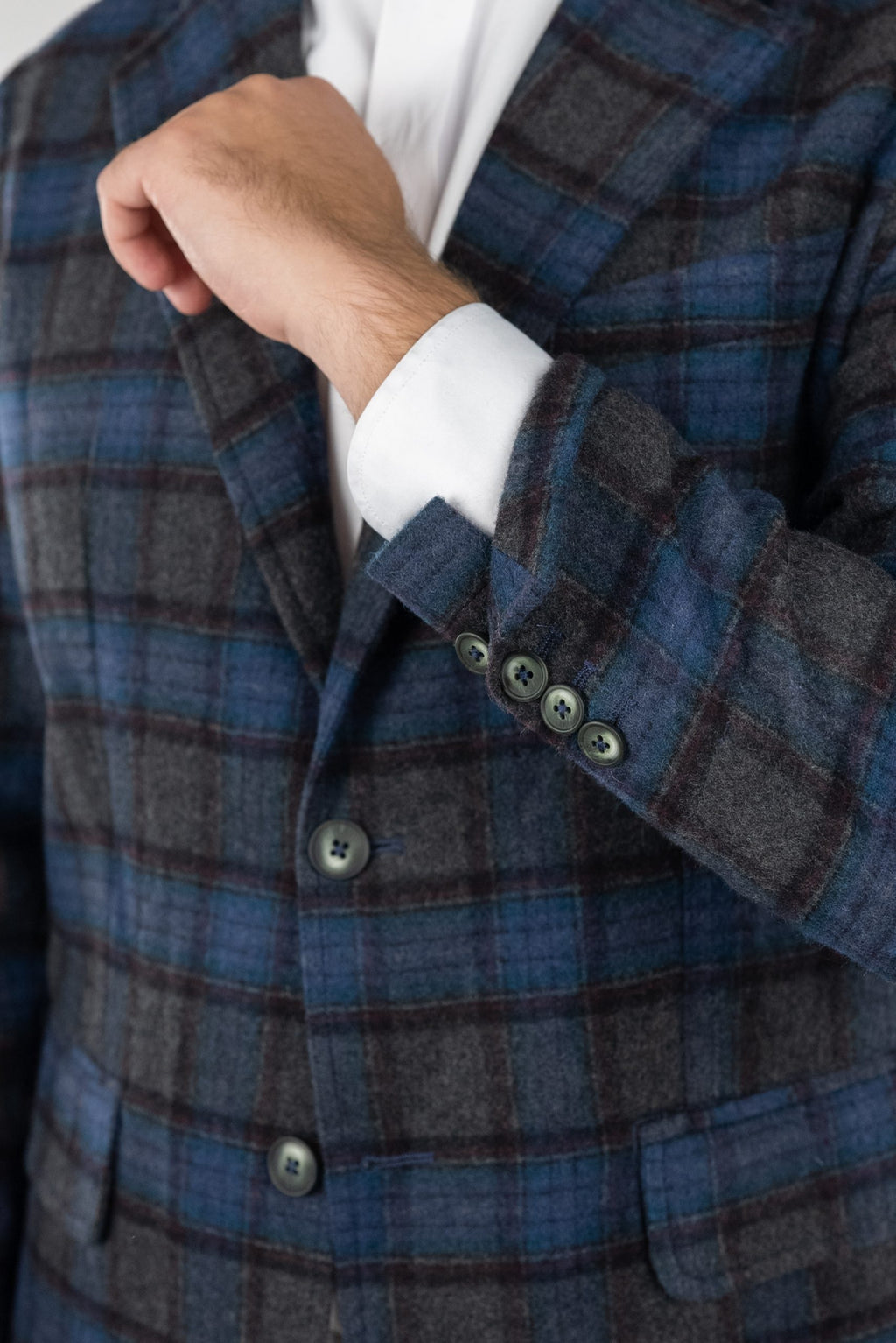 (product) Sacou Barbati Gri Inchis Carouri Dandy Check Tesatura by Manelli CFGS006