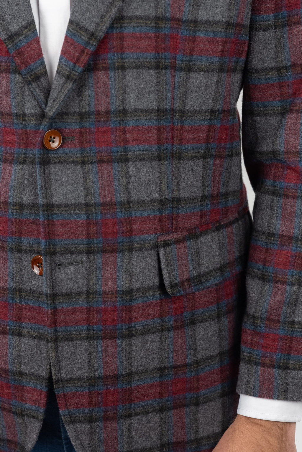 (product) Sacou Barbati Albastru Gri Carouri Dandy Tesatura Check by Manelli CFGS007