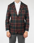 (product) Sacou Barbati Verde Inchis Carouri Dandy Check Tesatura Luigi Zanieri CFGS009