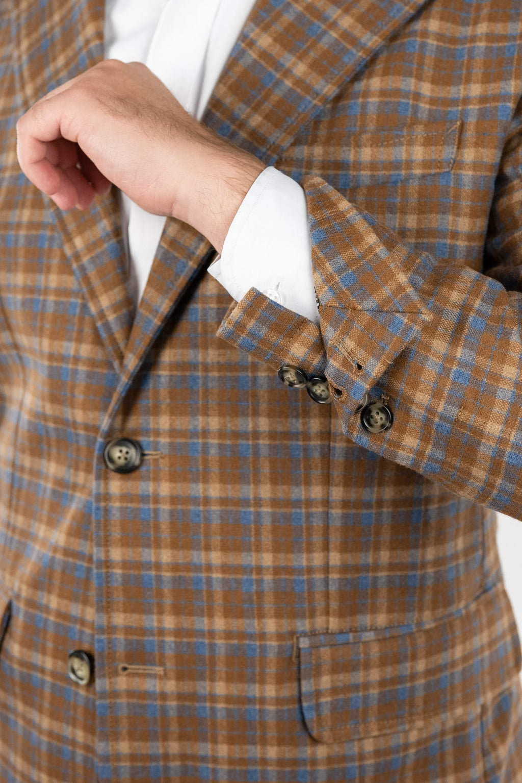 (product) Sacou Barbati Maro Carouri Dandy Check Tesatura Luigi Zanieri CFGS010