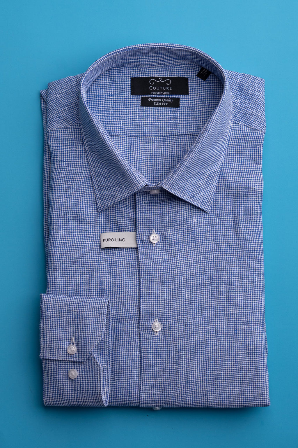 (product) Camasa blue texturat in Puro Lino slim fit CMS01BTIN