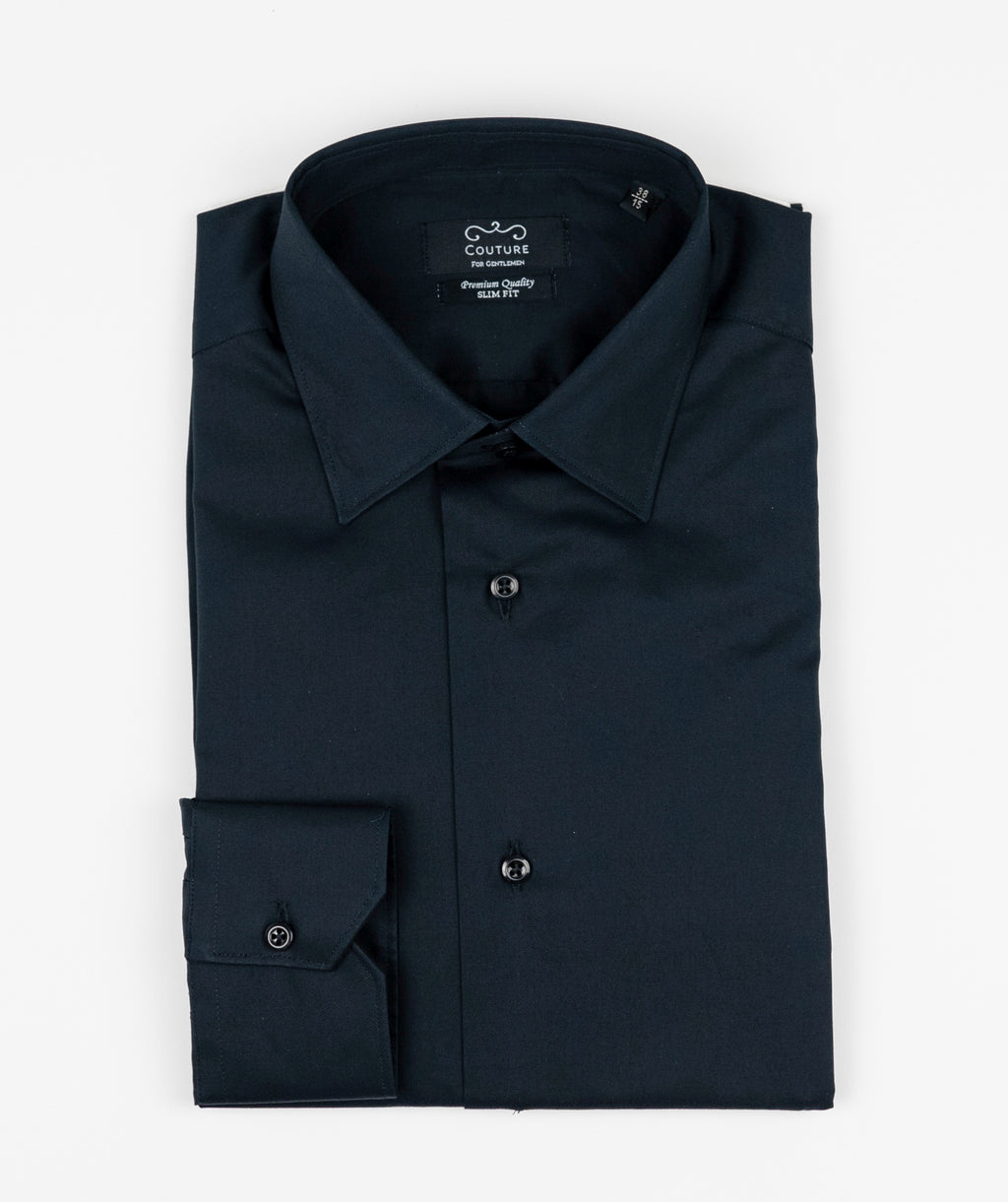 (product) Camasa barbati bumbac uni neagra slim fit Cms01n