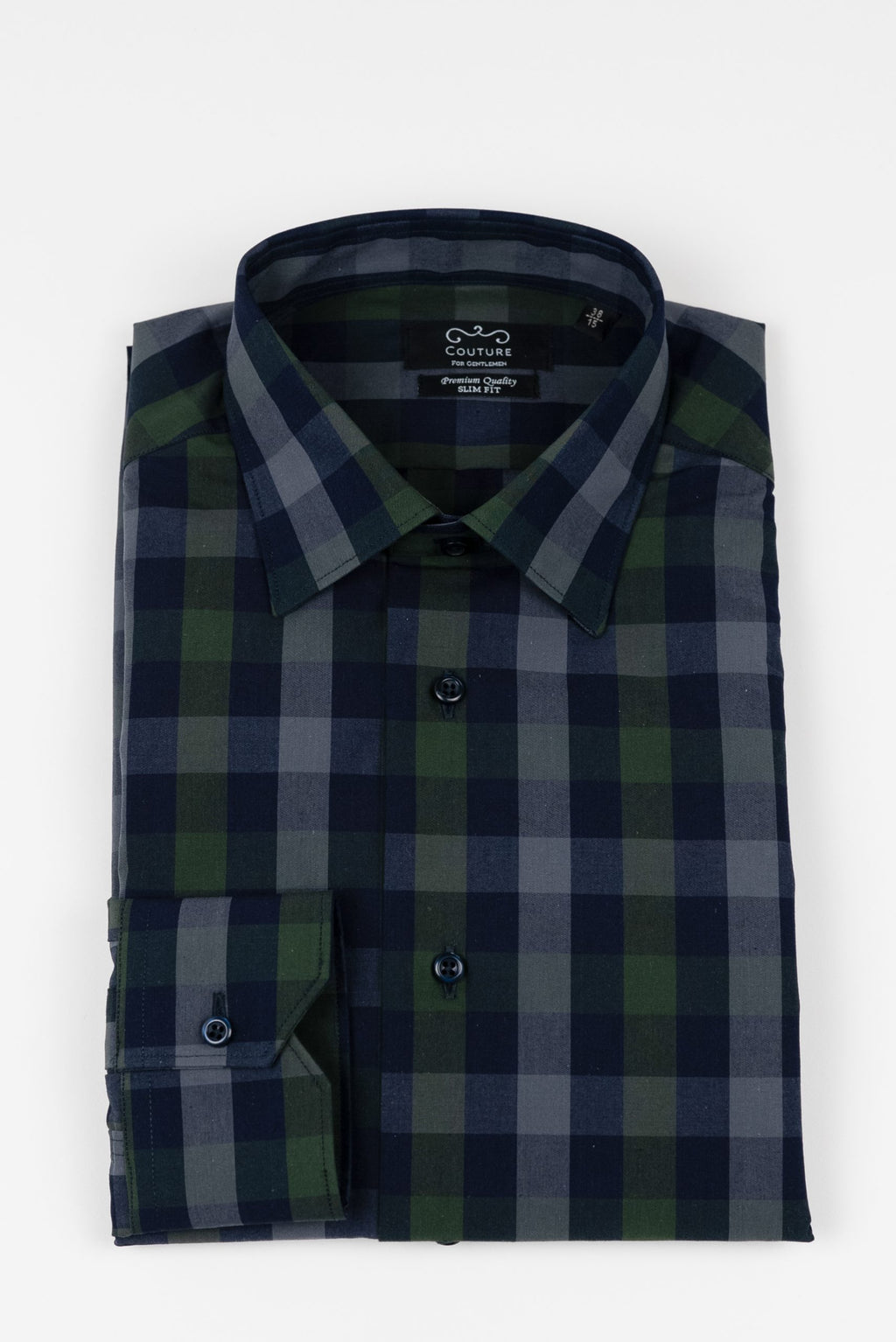 (product) Camasa barbati bumbac in carouri bleumarin-verde slim fit Cms04blv