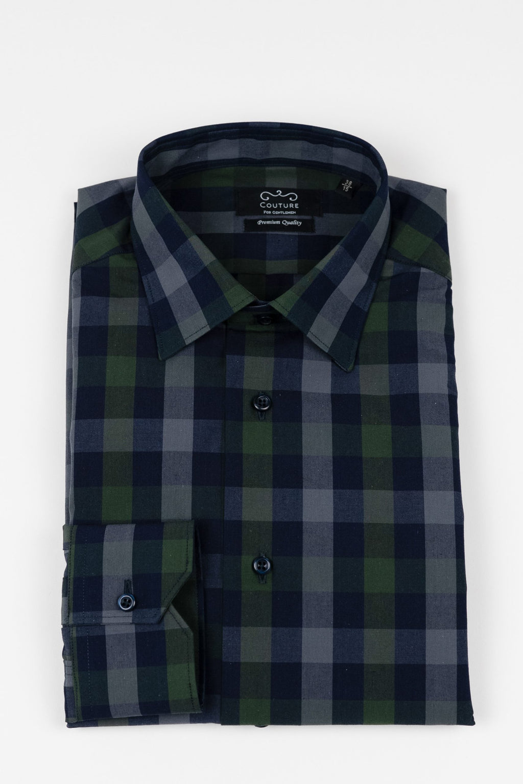 (product) Camasa barbati bumbac in carouri bleumarin-verde regular fit Cmsr04blv