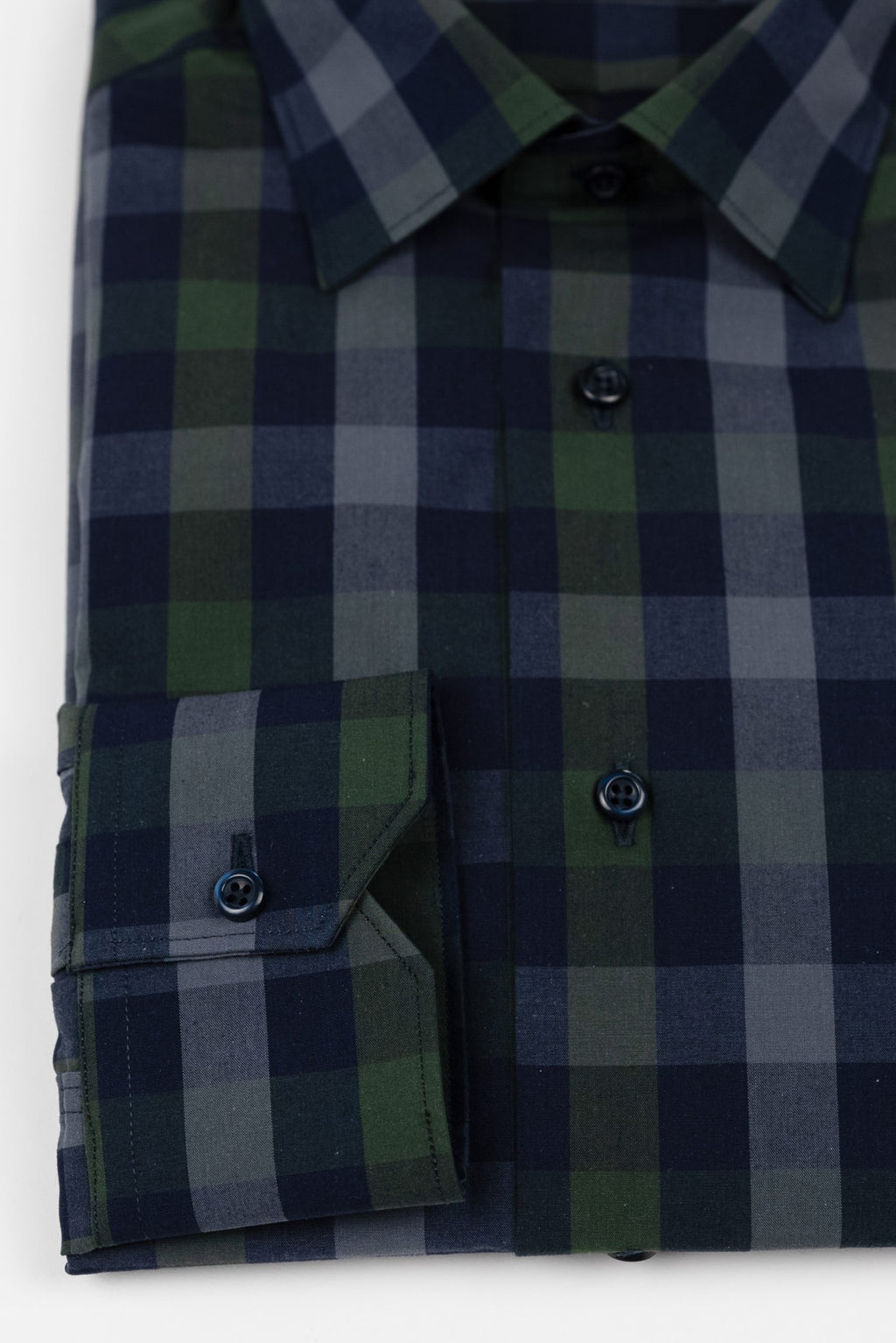 (product) Camasa barbati bumbac in carouri bleumarin-verde regular fit Cmsr04blv