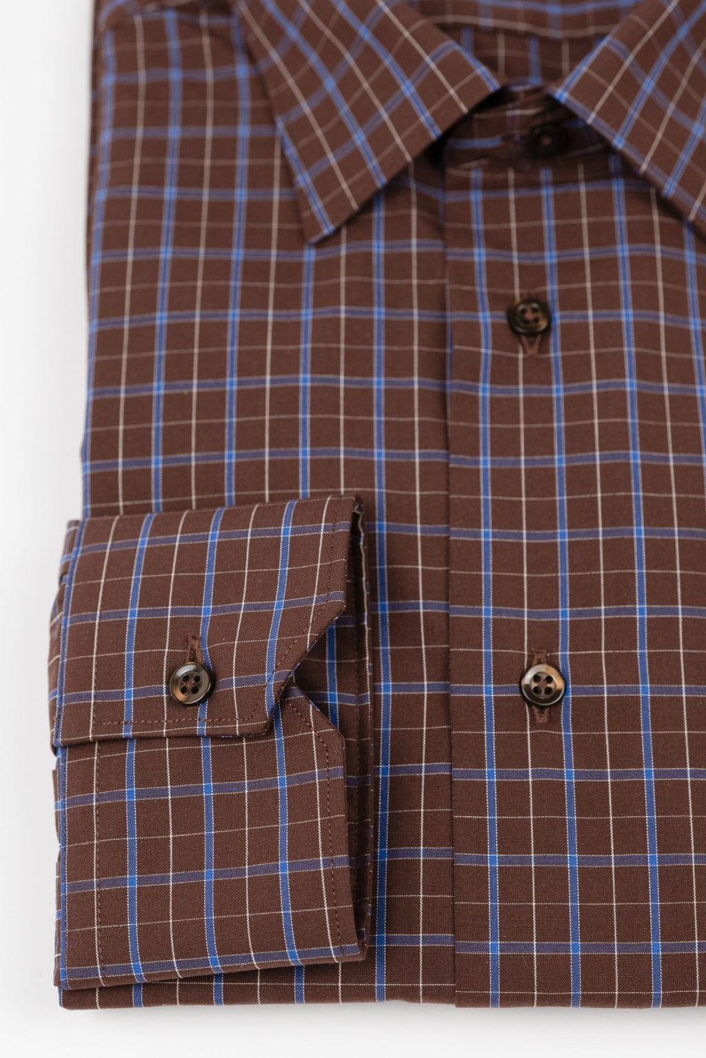 (product) Camasa barbati bumbac in carouri maro-albastru regular fit Cmsr04mal