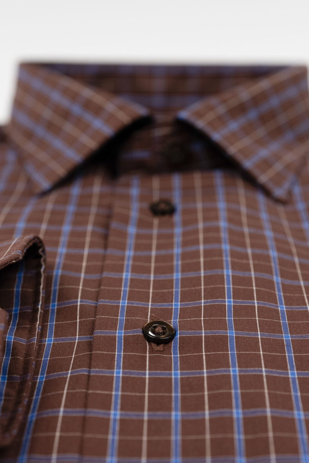 (product) Camasa barbati bumbac in carouri maro-albastru regular fit Cmsr04mal