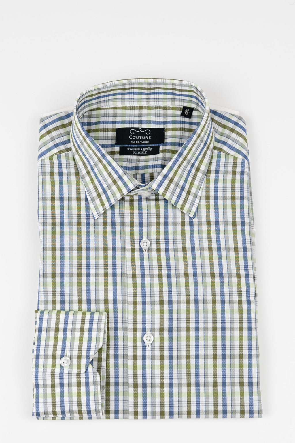 (product) Camasa barbati bumbac in carouri verzi-bleumarin slim fit Cms04vbl