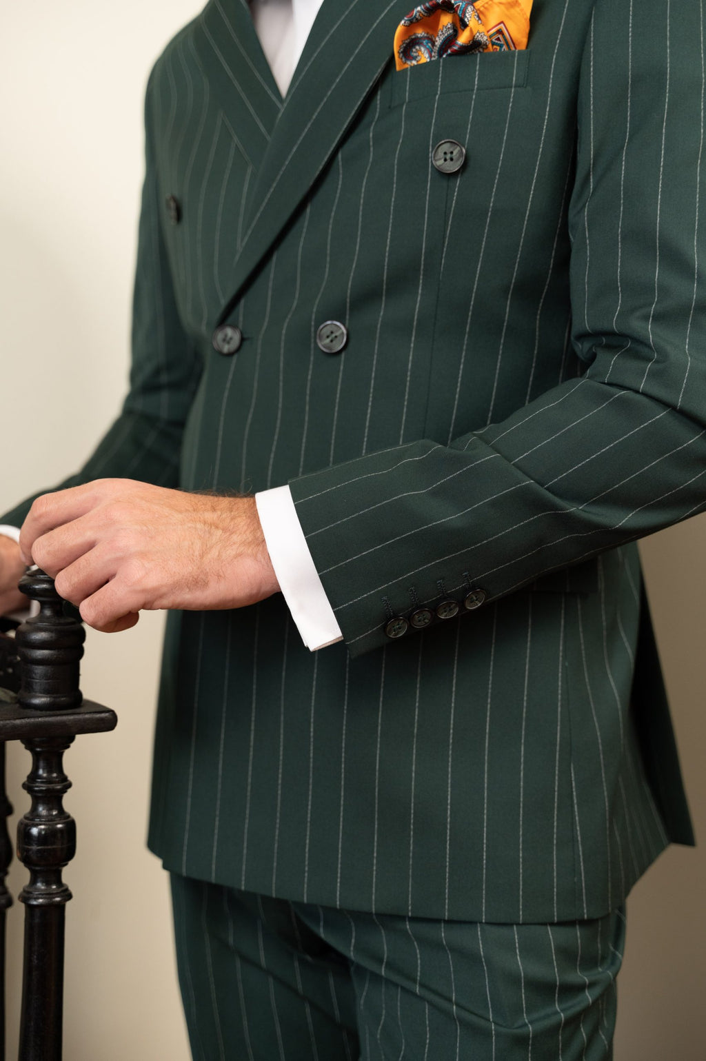 (product) Costum Verde Inchis Dungi la Doua Randuri de nasturi Tailored Fit Cfg323