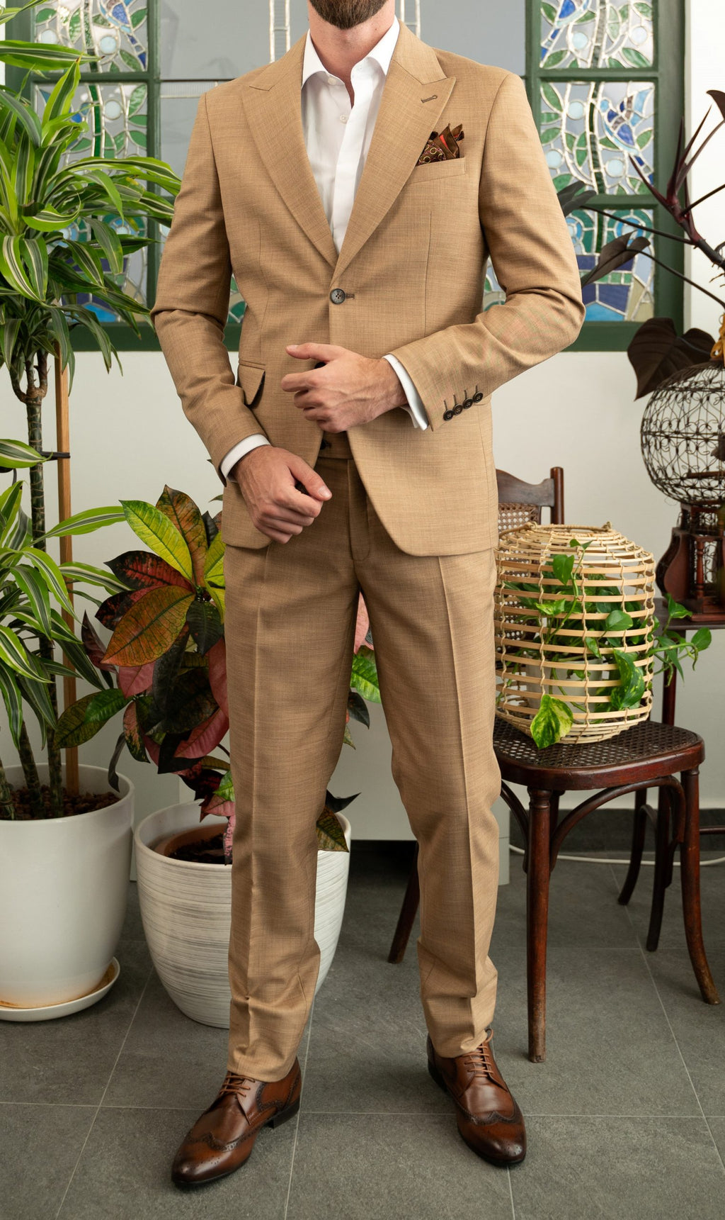 (product) Costum Barbati Bej Cappuccino Tailored Fit Cfg312