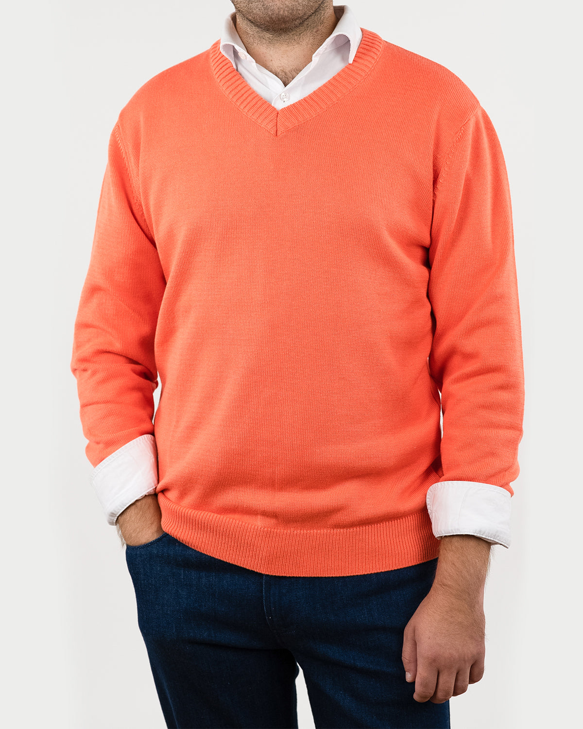 (product) Pulover Barbati Portocaliu Deschis Standard Fit Guler Anchior Ctrpv01pd