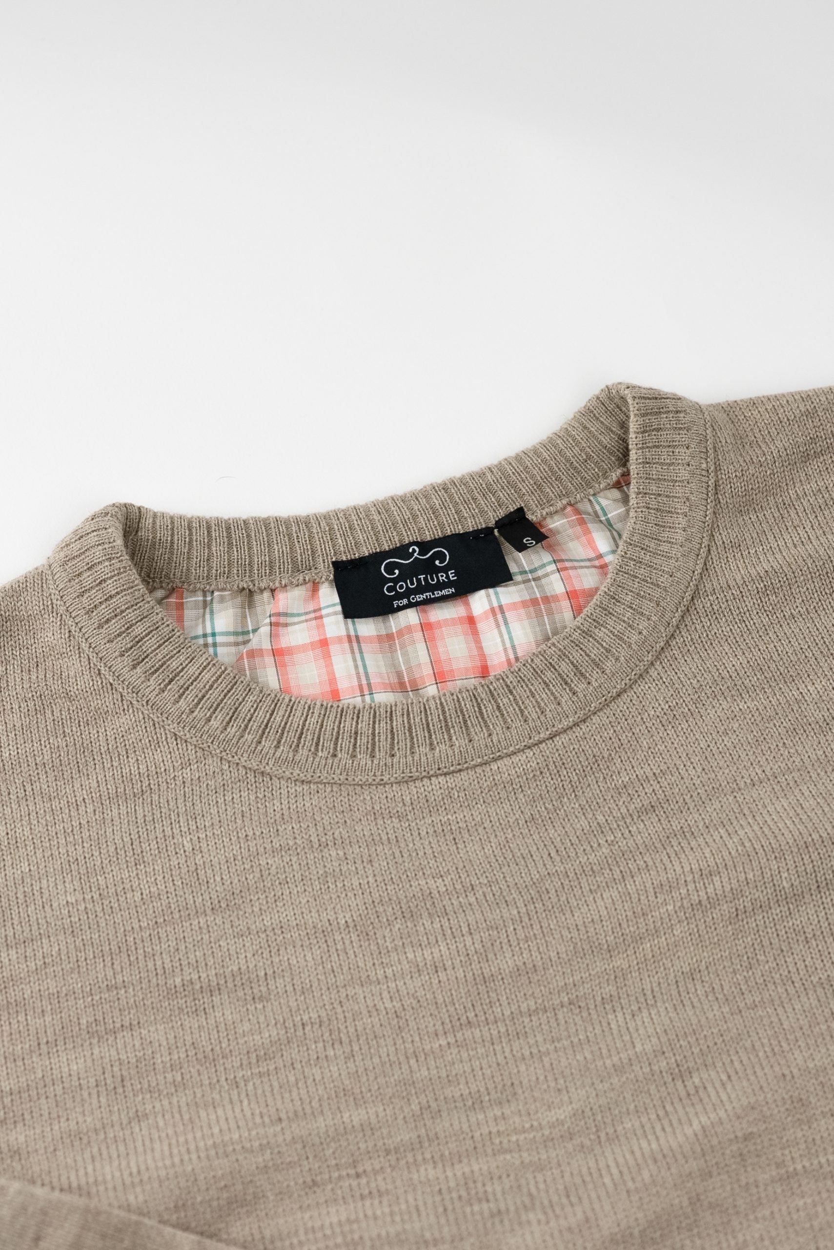 (product) Pulover Barbati Bej Inchis Standard Fit Guler Baza Ctrpv02bi