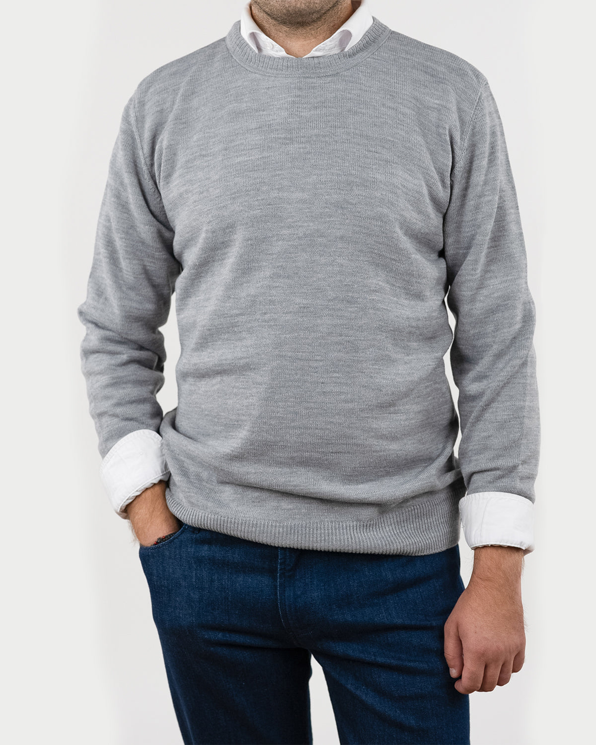 (product) Pulover Barbati Gri Standard Fit Guler Baza Ctrpv02g