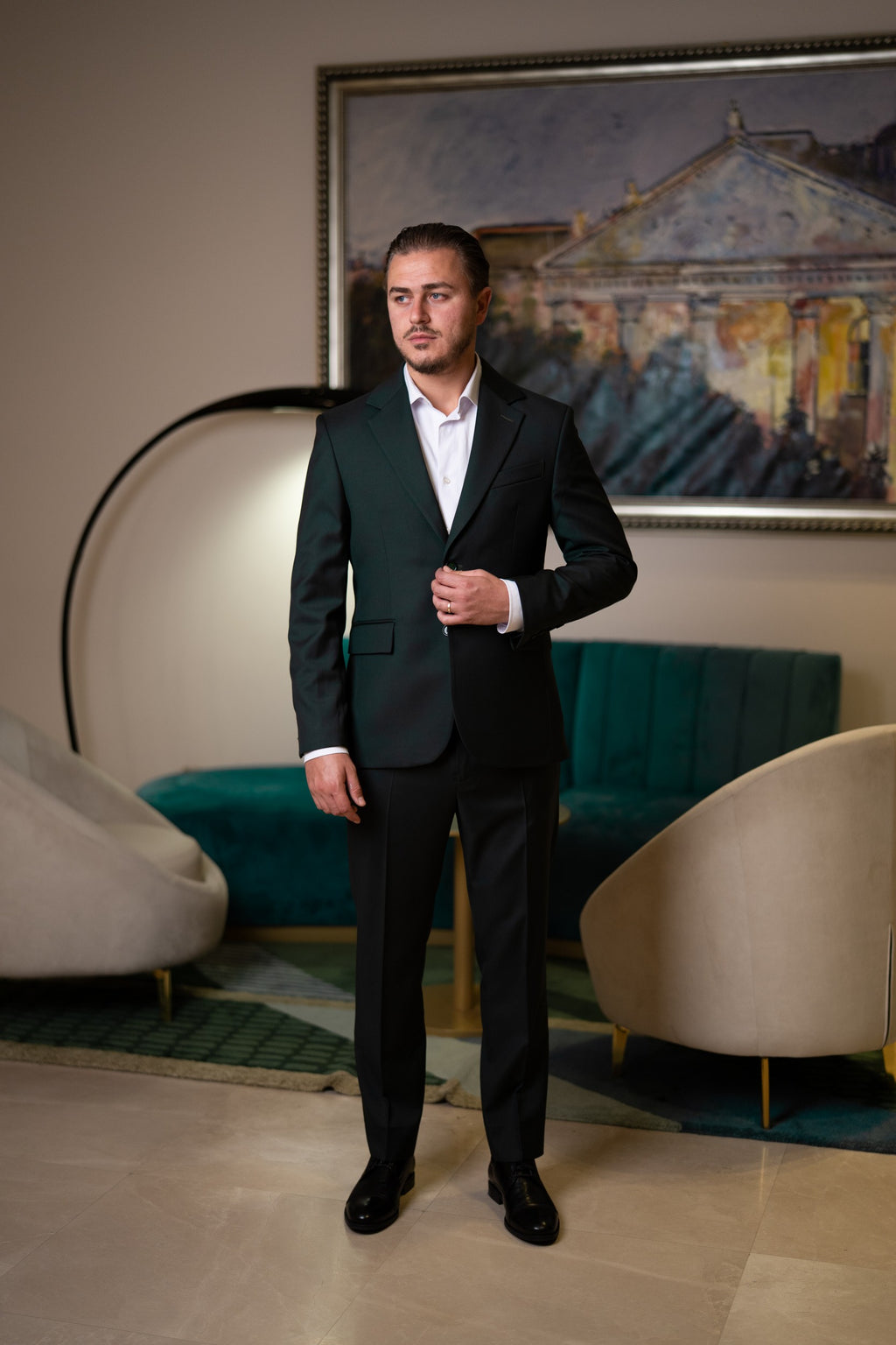 Costum barbati verde inchis 100% lana Vitale Barberis Canonico