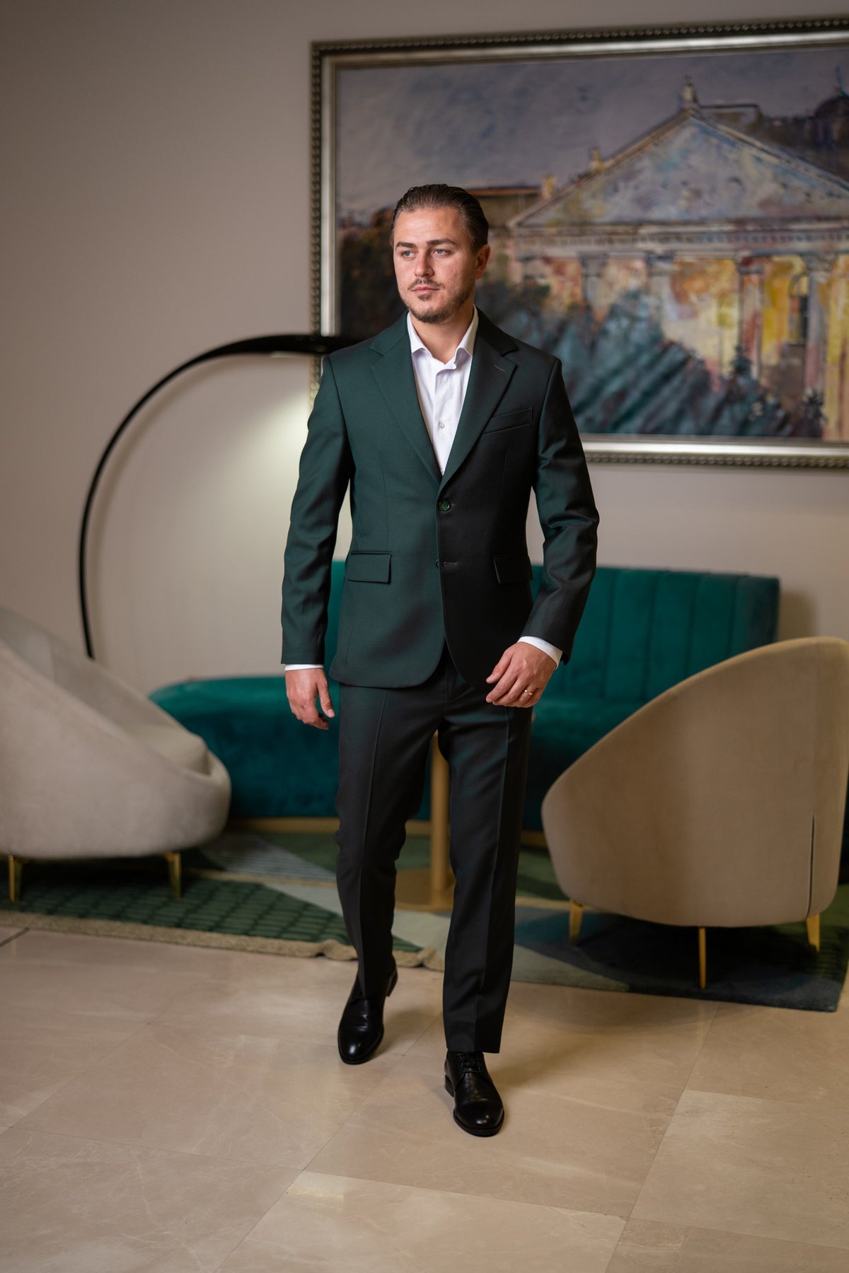Costum barbati verde inchis 100% lana Vitale Barberis Canonico