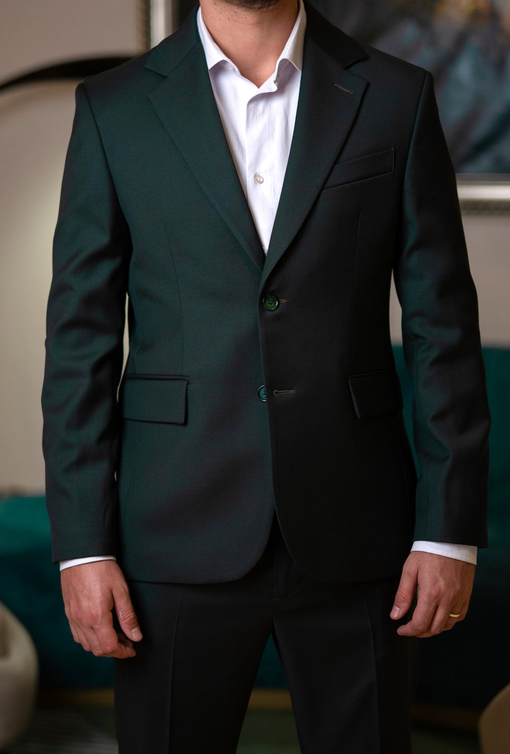 Costum barbati verde inchis 100% lana Vitale Barberis Canonico